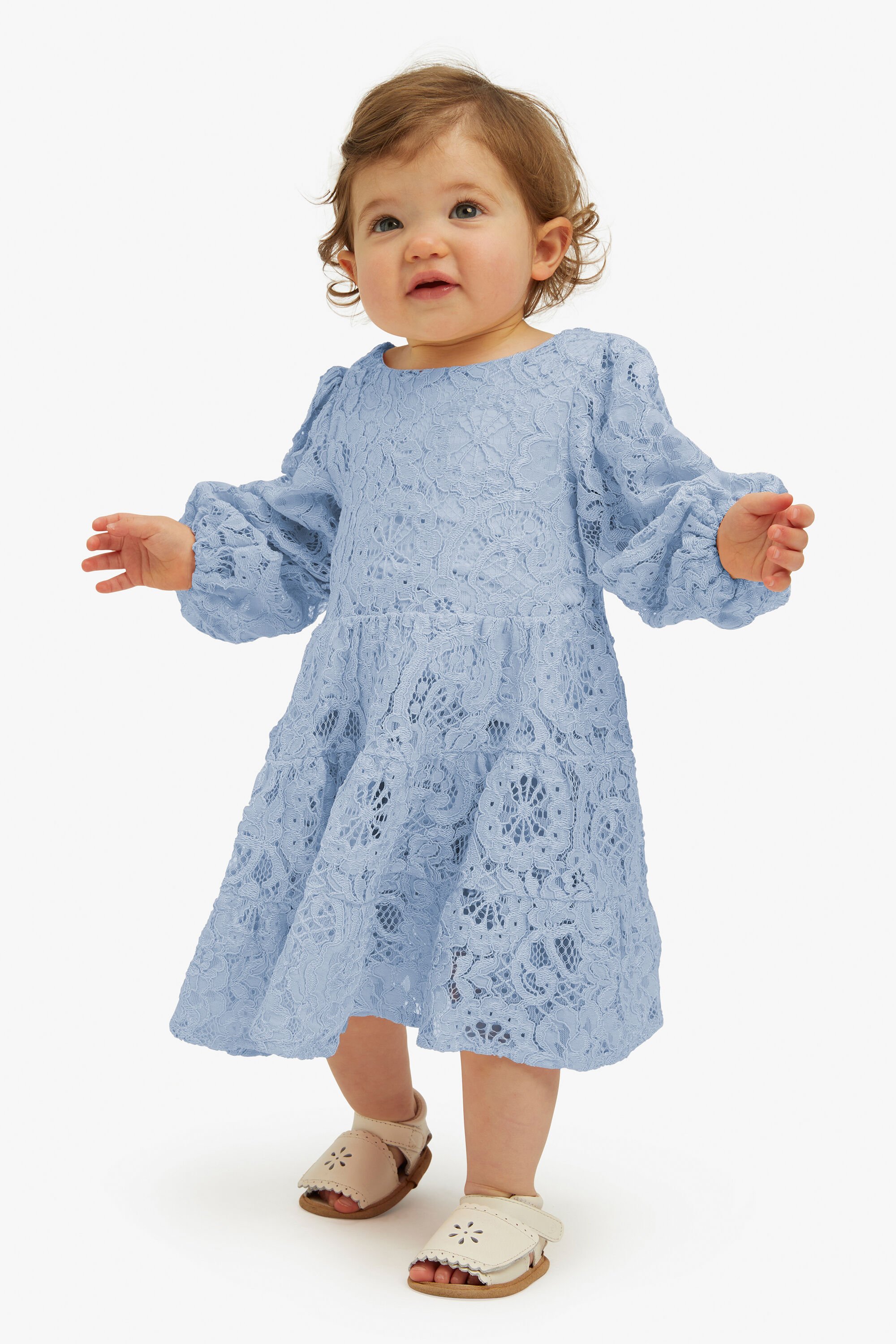 Baby Girl Ella Lace Dress In Soft Blue Bardot Junior