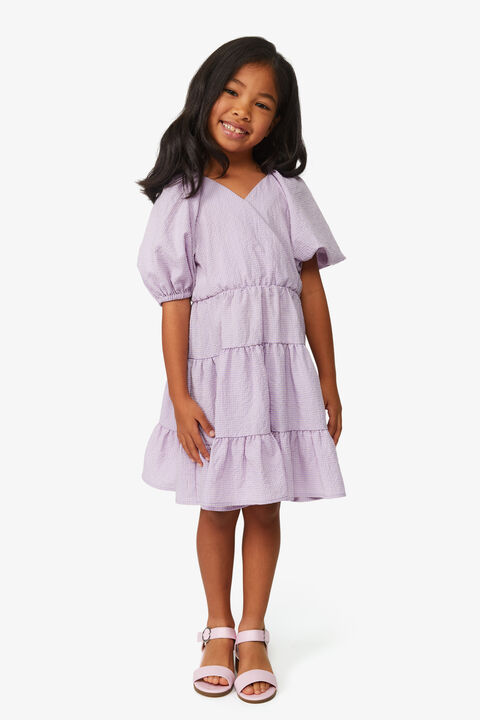 GIRLS MIDI GINGHAM DRESS in colour LILAC SNOW