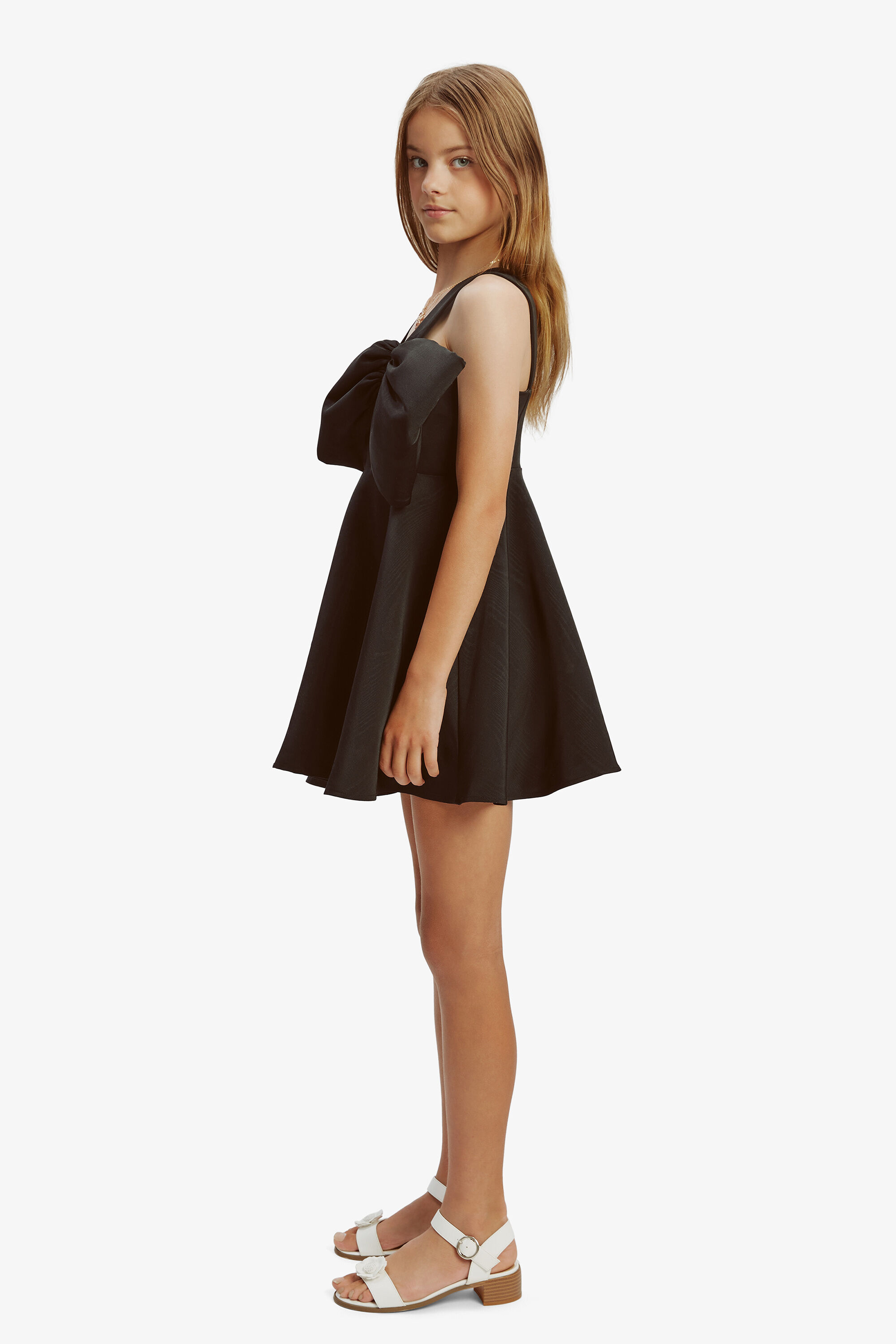 Girls Stefania Mini Bow Dress In Black Bardot Junior