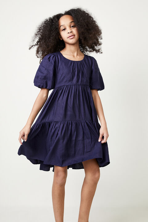 GIRLS TESSA TIERED DRESS in colour MARITIME BLUE