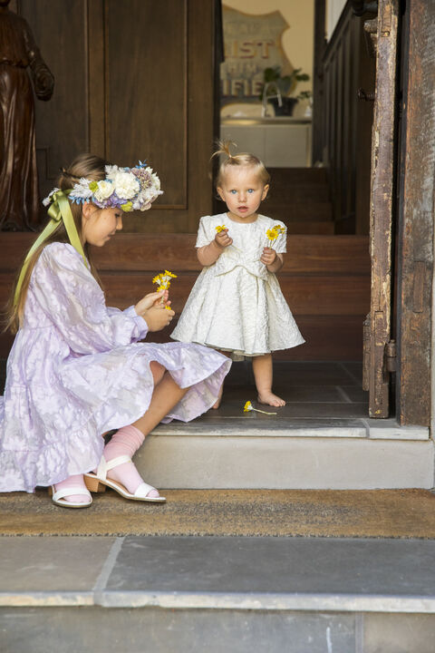 BABY GIRL CLARA MINI DRESS in colour CLOUD DANCER