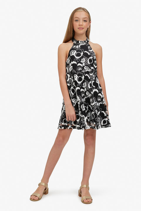 GIRLS victoria abstract lace dress in colour METEORITE