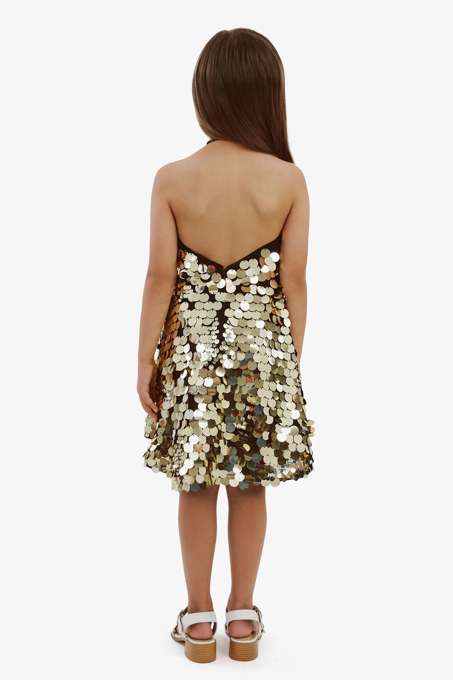 Girls Sequin Halter Dress