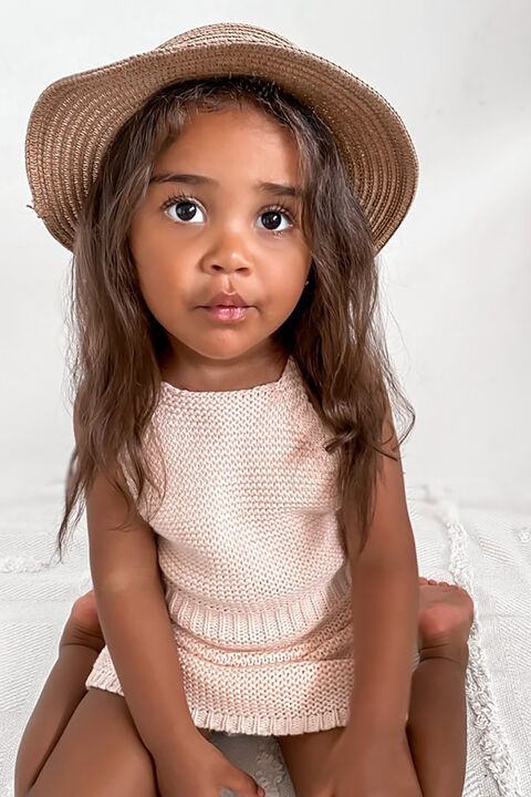 BABY GIRL ANDI KNIT DRESS in colour SEASHELL PINK