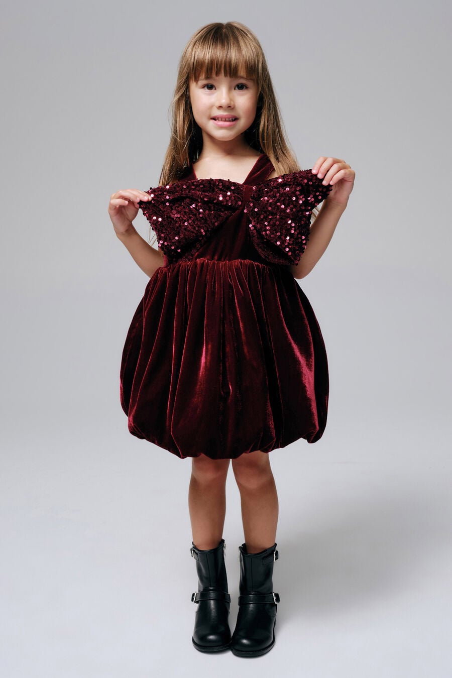 Girls Kirrily Velour Bow Dress
