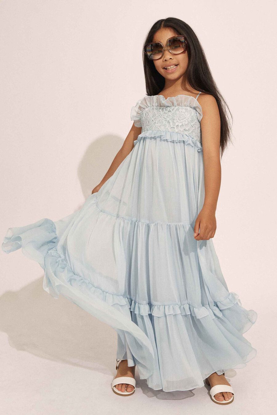Girls Anna Crinkle Chiffon Dress