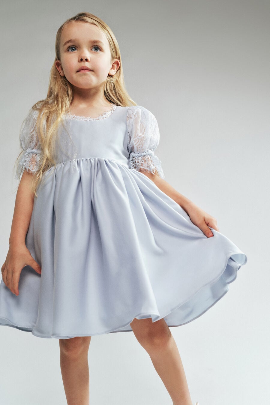 Girls Greta Satin Lace Dress