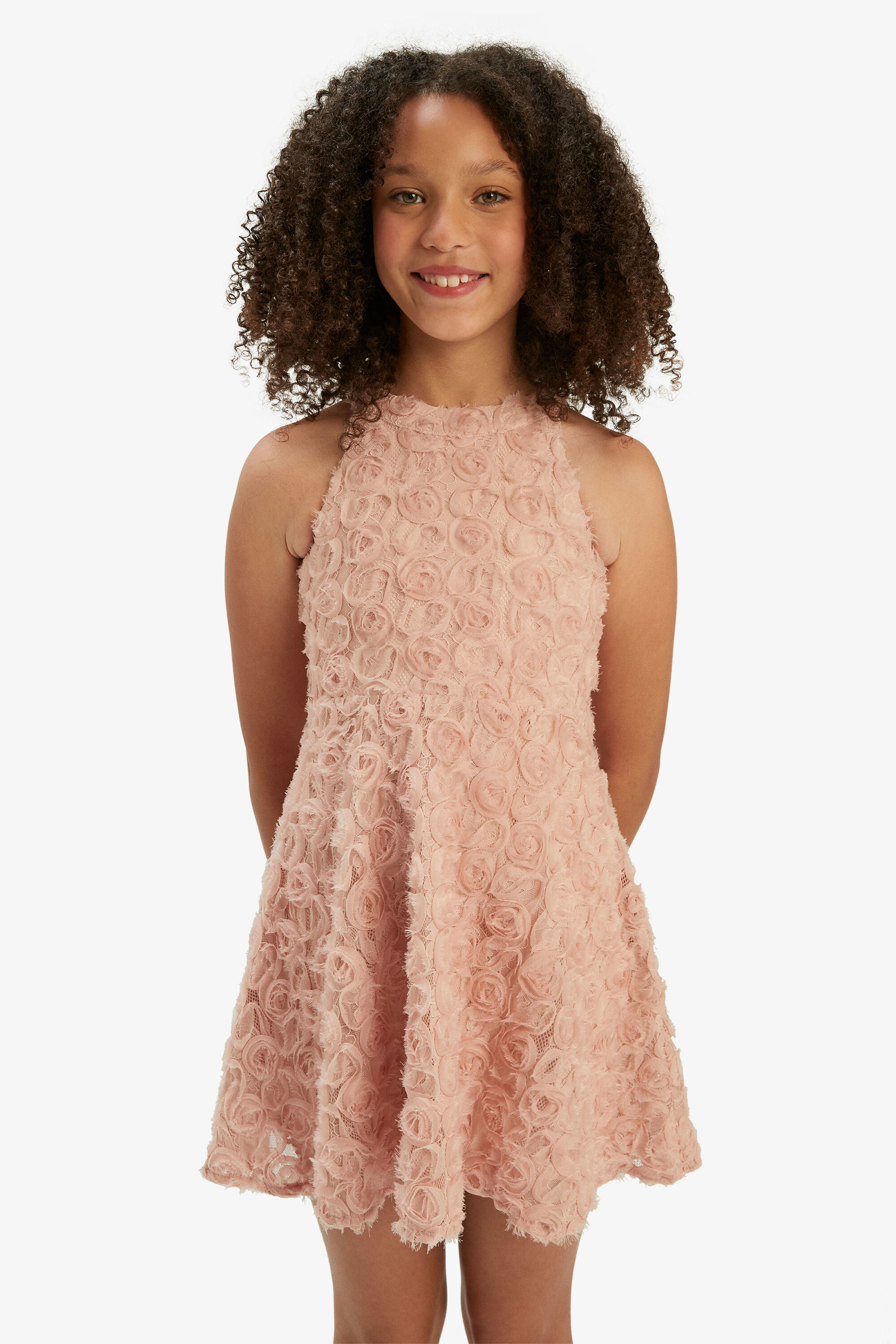 Girls Lizelle Rosette Dress In Dusty Rose Bardot Junior