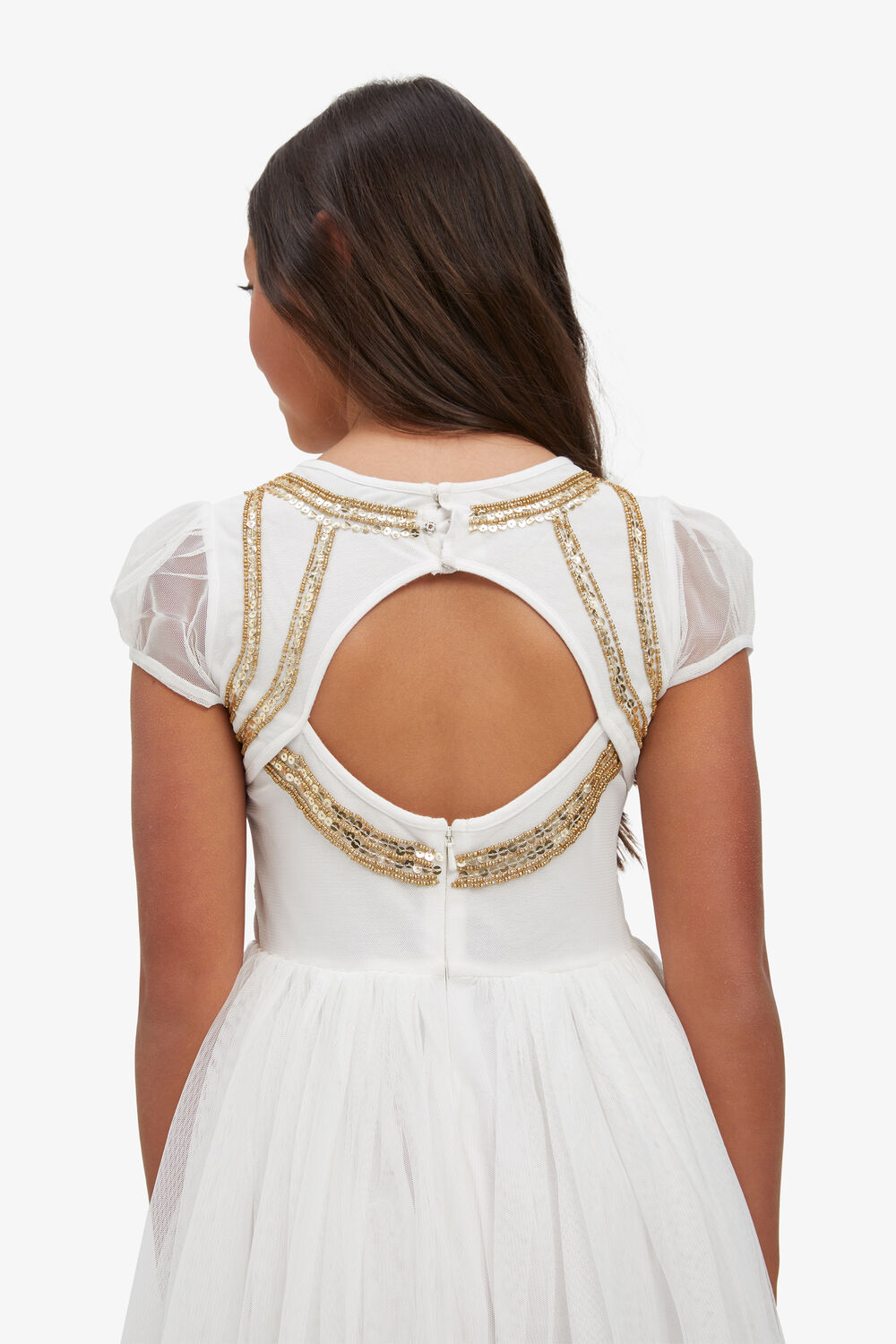 GIRLS TAYLOR SEQUIN DRESS in colour CLOUD DANCER