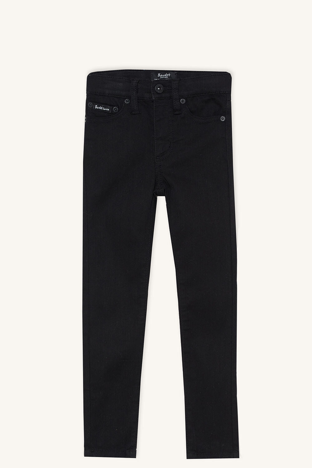 JUNIOR GIRL SIENNA MID RISE JEAN in colour JET BLACK