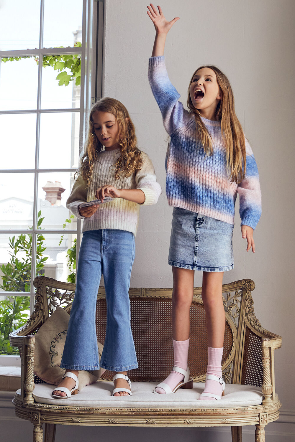 GIRLS MIKA STRIPE JUMPER in colour JET SET