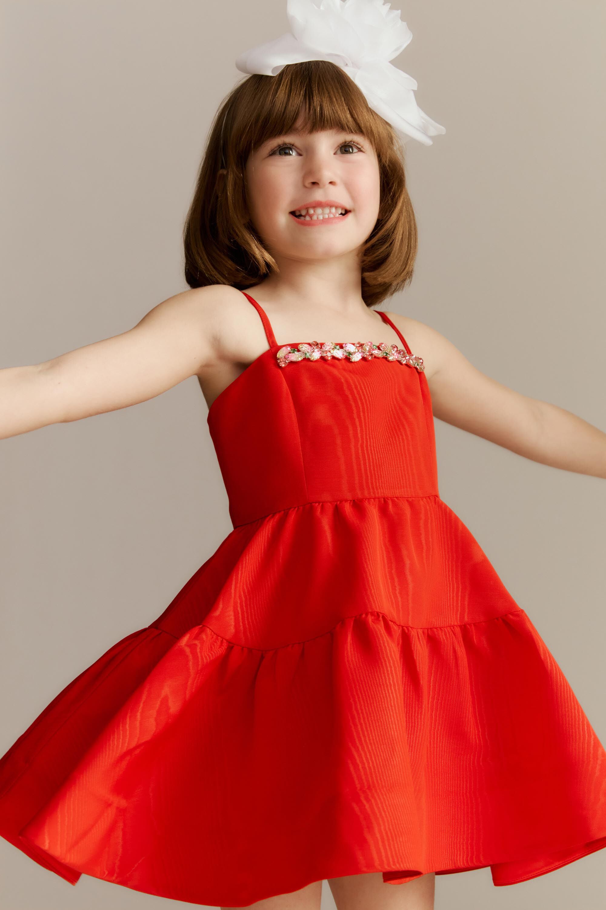Girls Charlotte Trim Mini Dress In Red | Bardot Junior