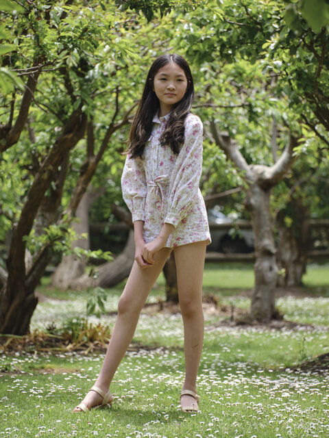GIRLS ASHA PLAYSUIT in colour ROSE TAN