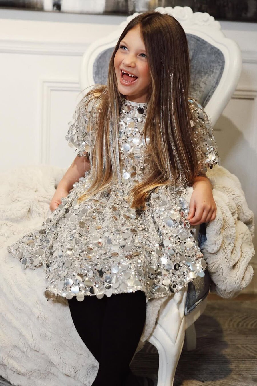 Girls Isabel Sequin Mini Dress