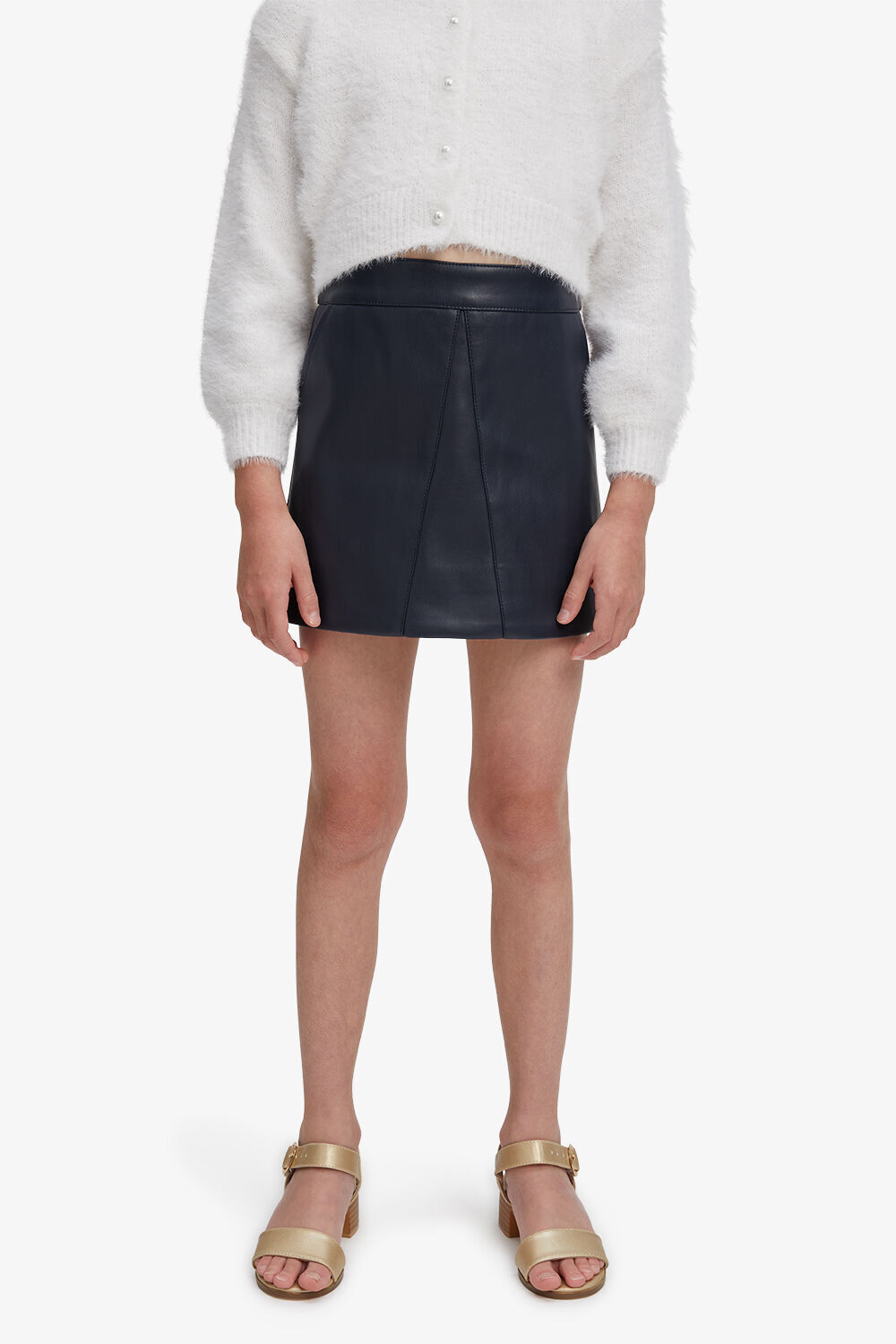 GIRLS HALLIE VEGAN LEATHER SKIRT in colour BLACK IRIS
