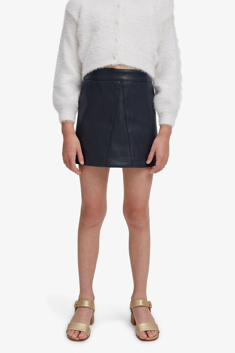 GIRLS HALLIE VEGAN LEATHER SKIRT in colour BLACK IRIS