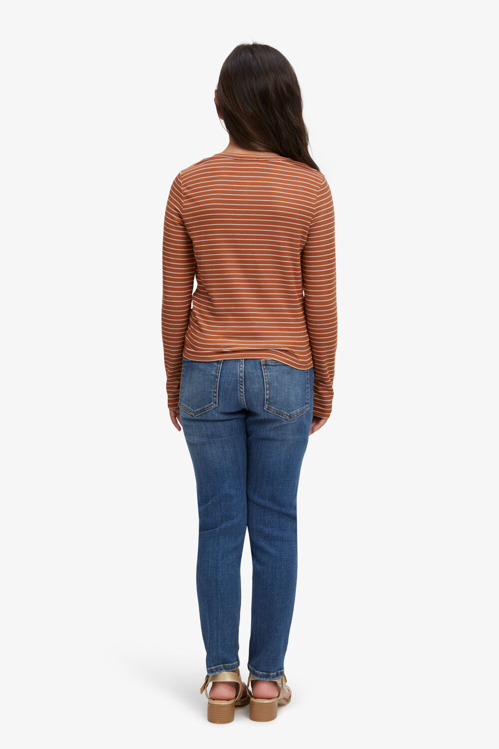 GIRLS MILA STRIPE TOP in colour CHESTNUT STRIPE