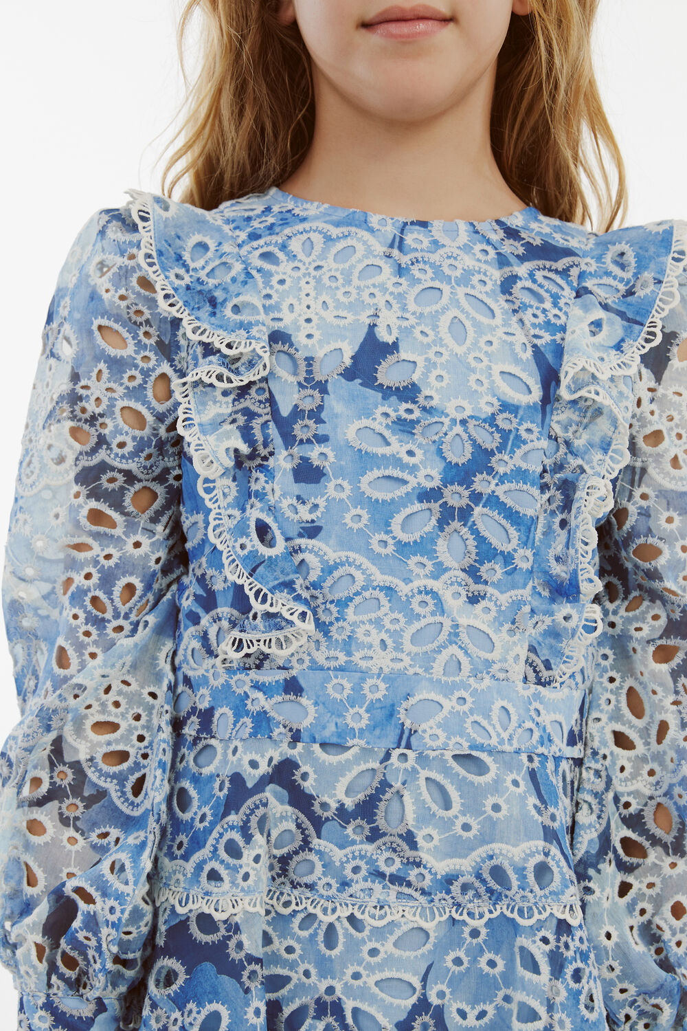 GIRLS ODETTE MINI DRESS in colour CERULEAN