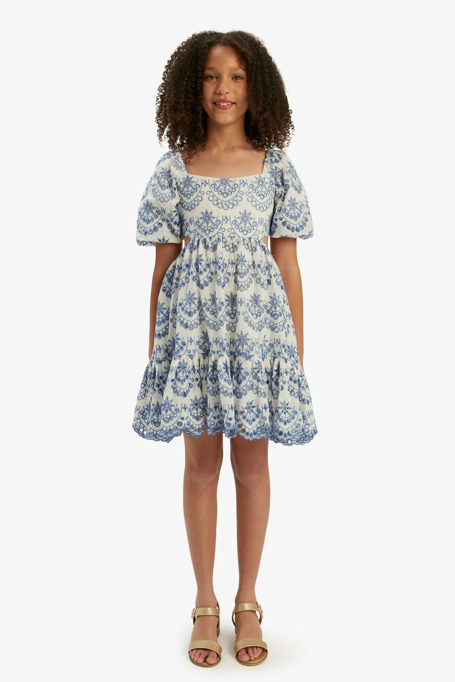 ELLORY BRODERIE MINI DRESS in colour PERIWINKLE
