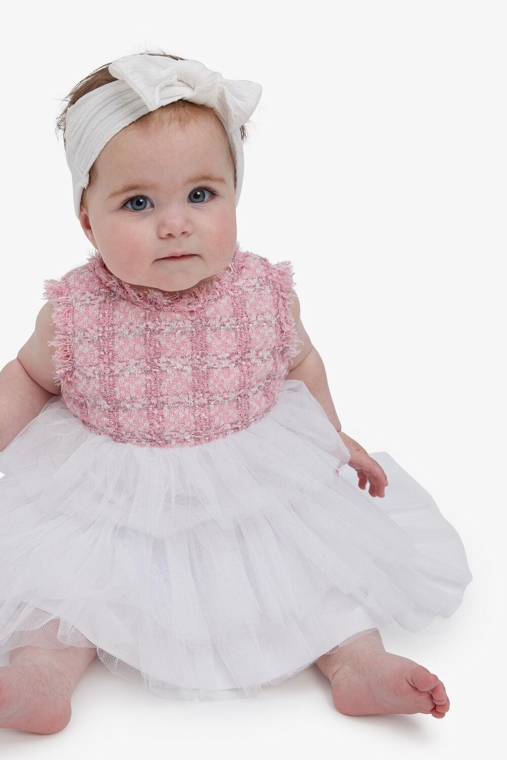 BABY GIRL INDIA BOUCLE DRESS in colour SACHET PINK