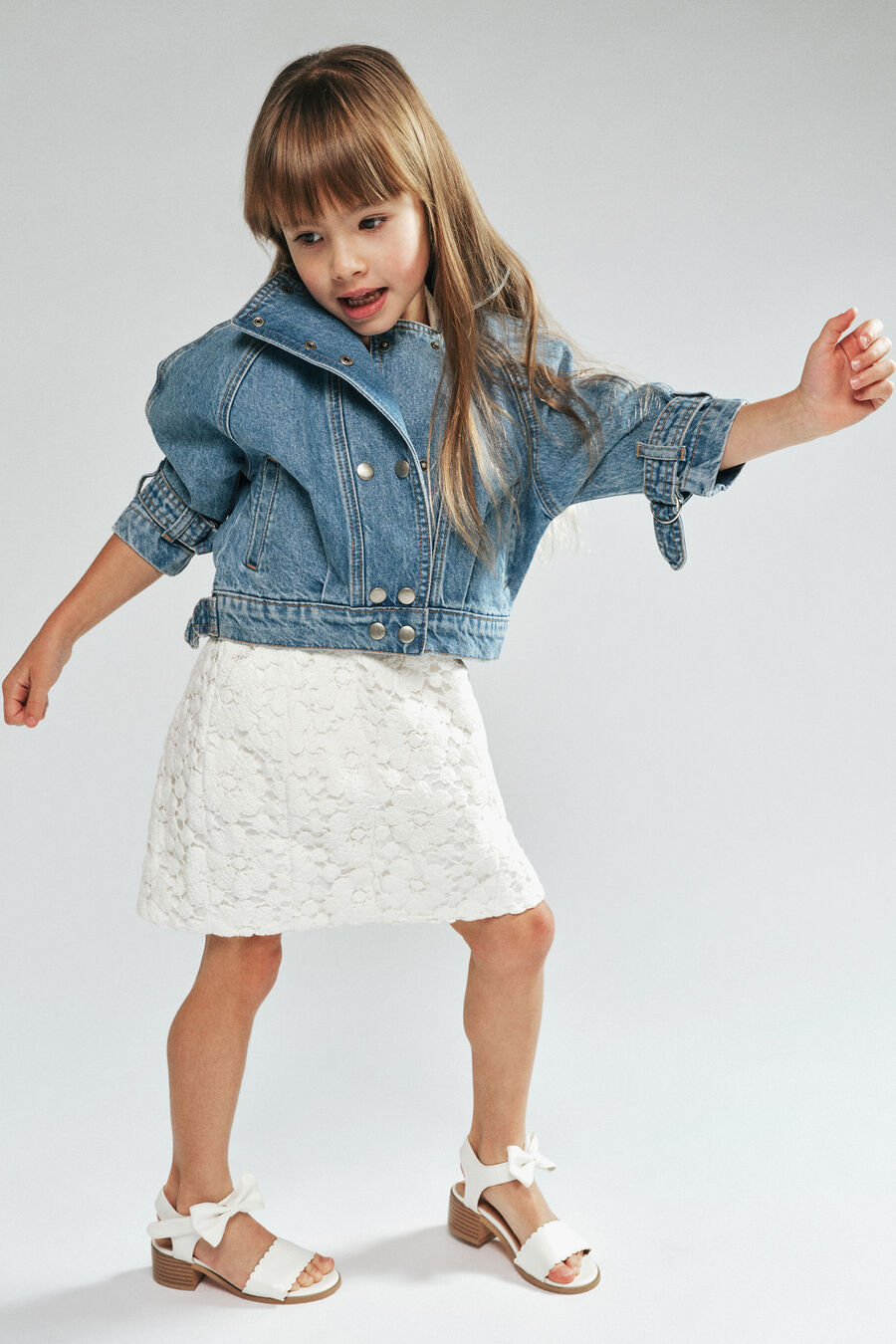 Girls Micah Funnel Neck Denim Jacket
