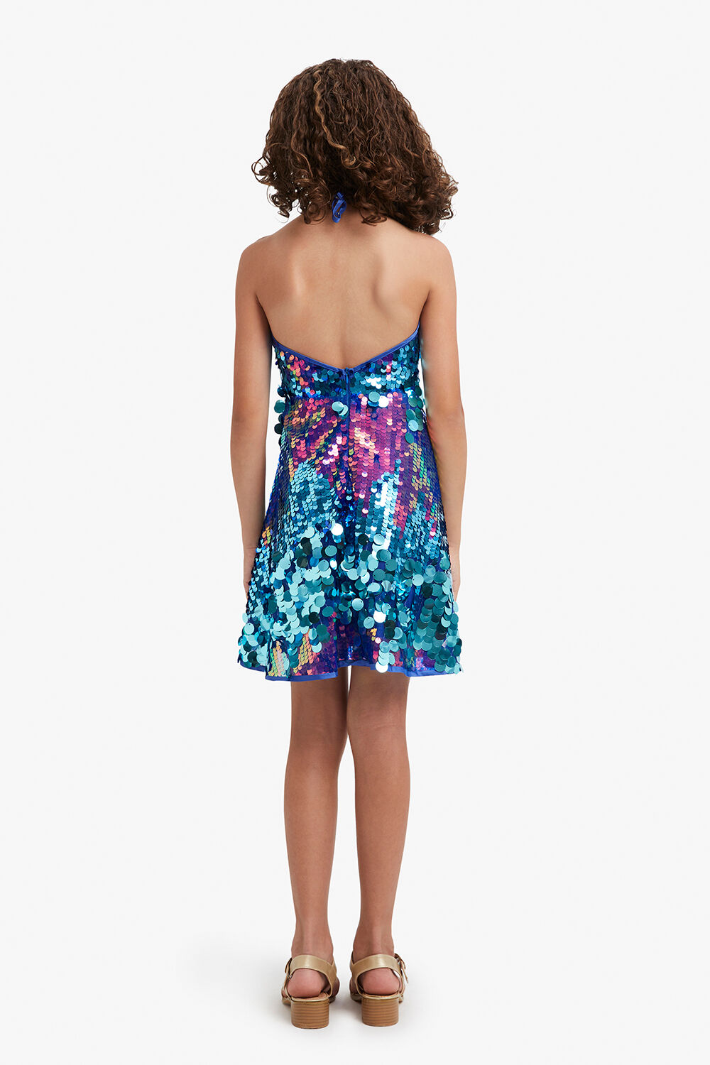 SEQUIN HALTER DRESS in colour JET BLACK