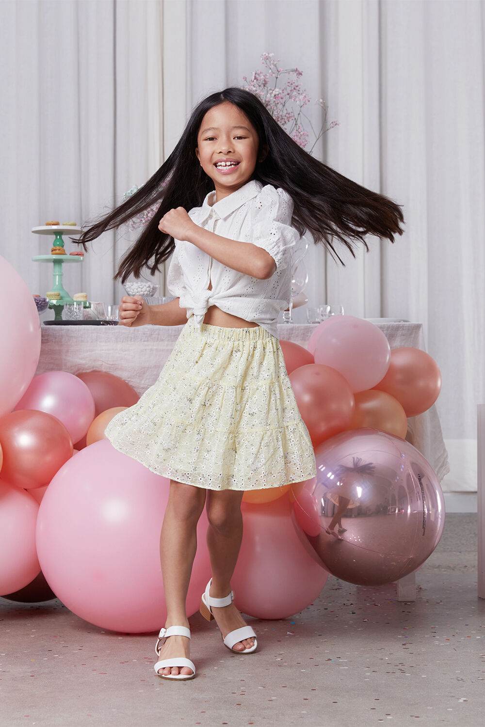GIRLS BRODERIE SHIRT in colour CLOUD DANCER