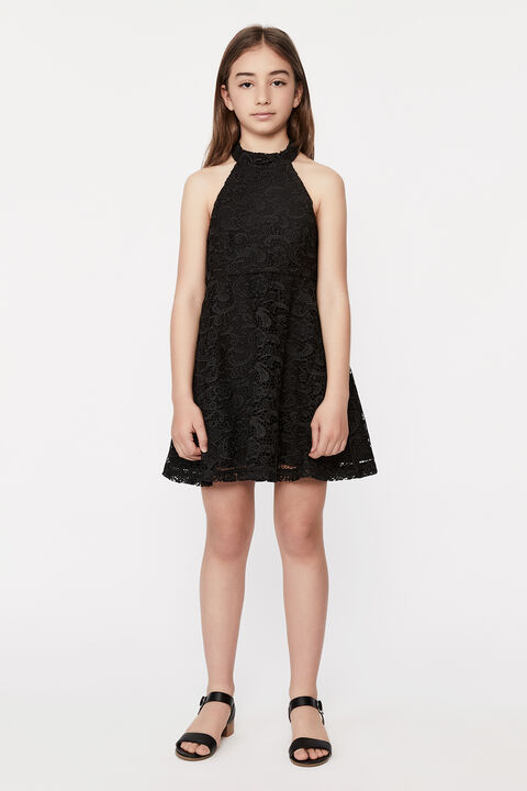 GIRLS VICTORIA JASMINE LACE DRESS in colour CAVIAR