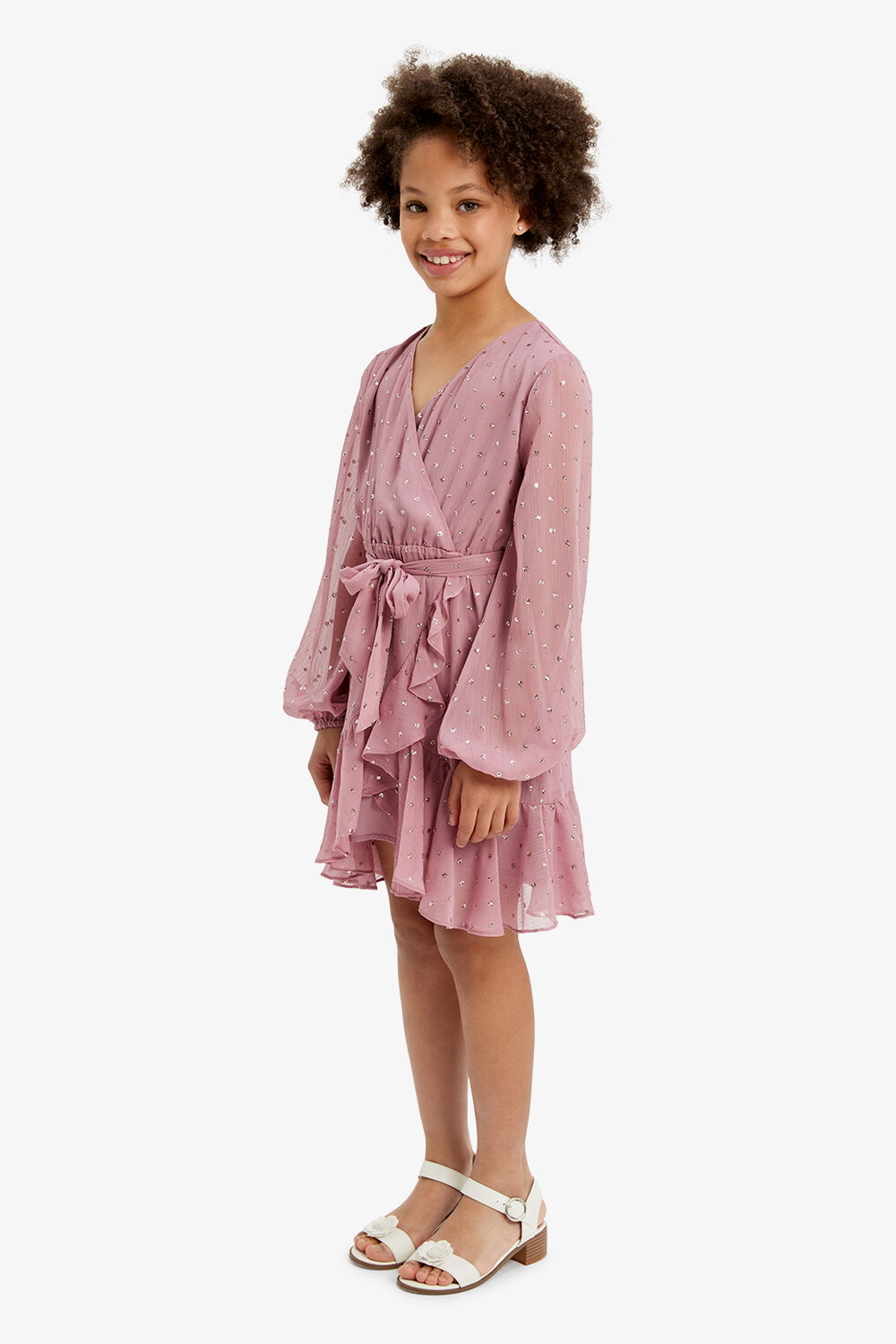 GIRLS CANDICE WRAP DRESS in colour SWEET LILAC