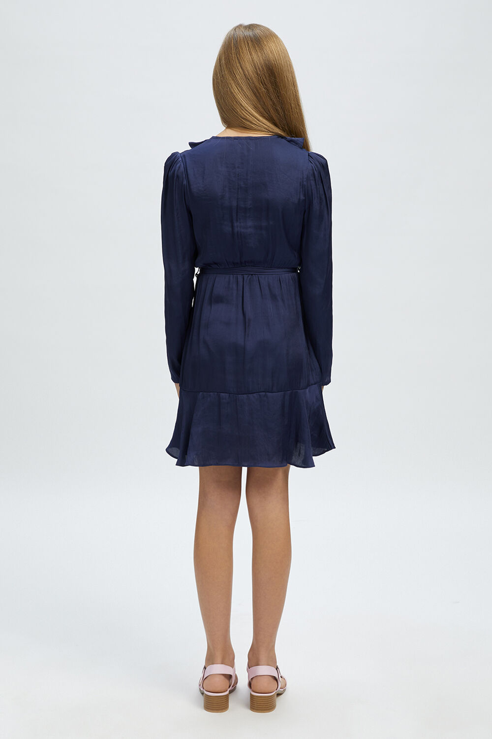 girls winona wrap dress in colour BLACK IRIS