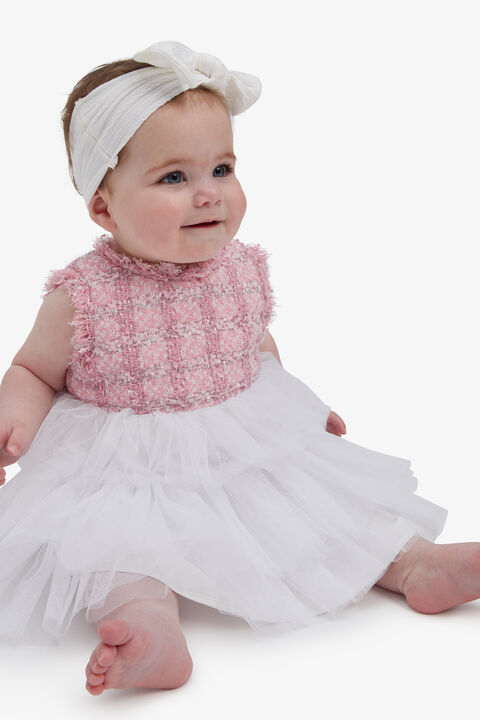 BABY GIRL INDIA BOUCLE DRESS in colour SACHET PINK