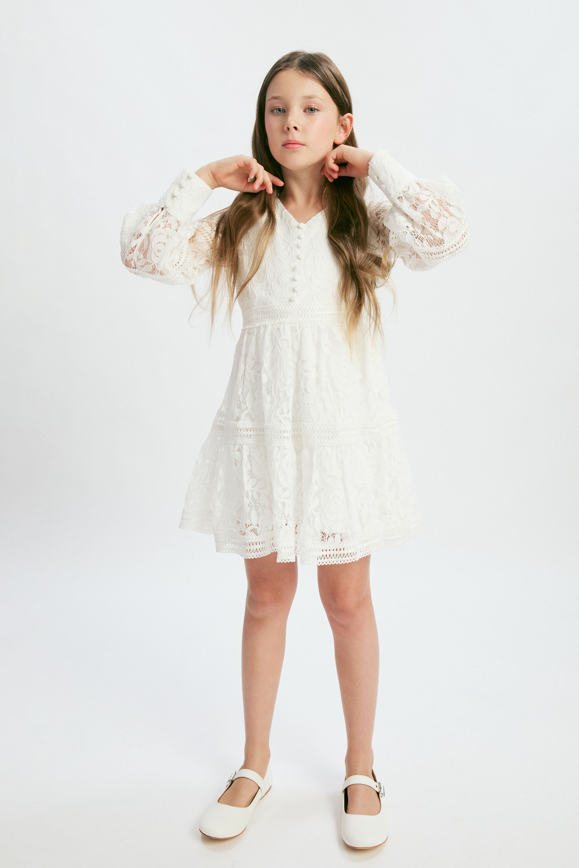bardot junior white lace dress Her favourite summer dress. The Ellory Broderie Mini Dress is crafted in angelic white with delicate broderie detailing and soft puff sleeves