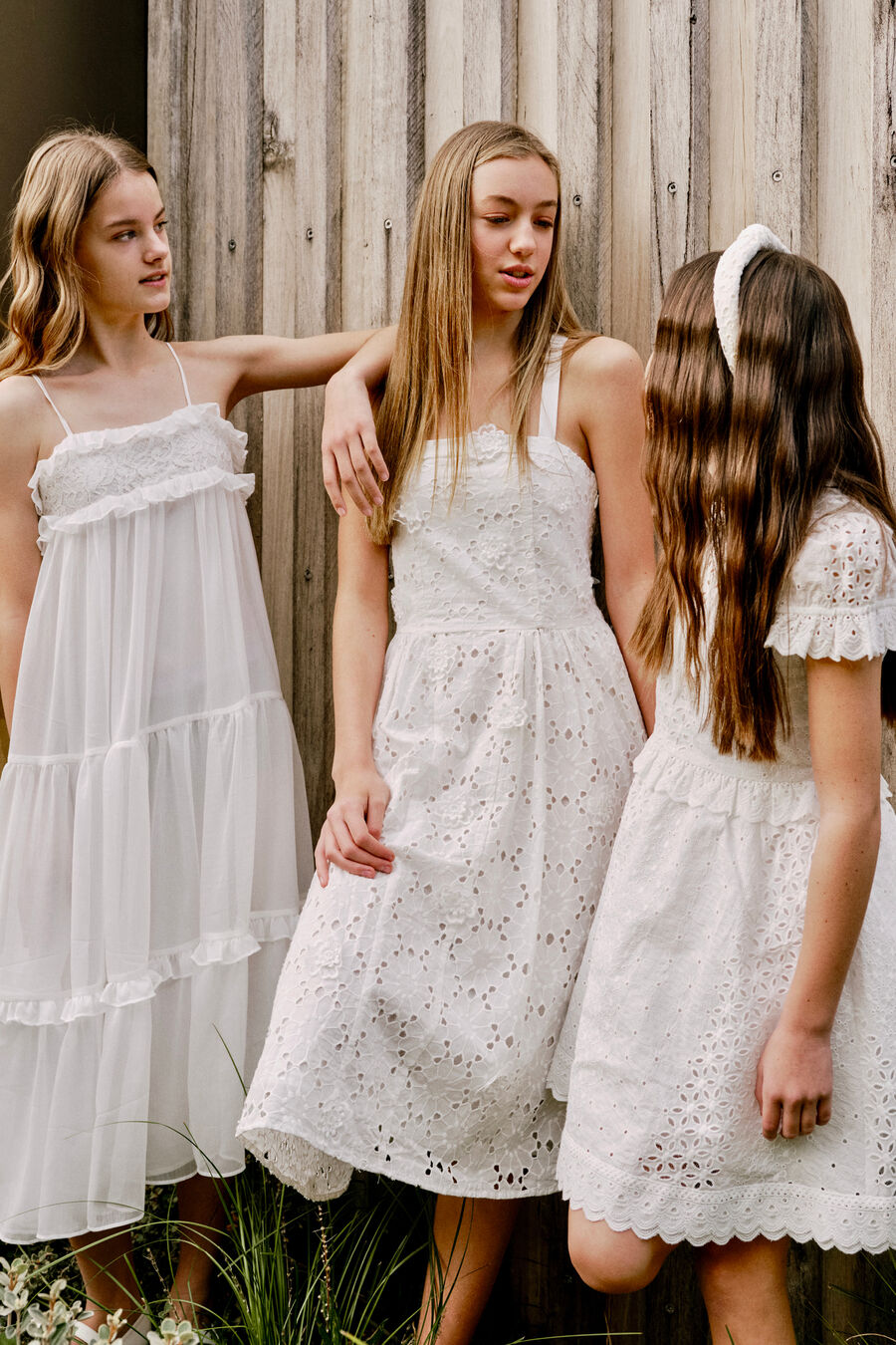 ESTIE BRODERIE MIDI DRESS in colour Orchid White