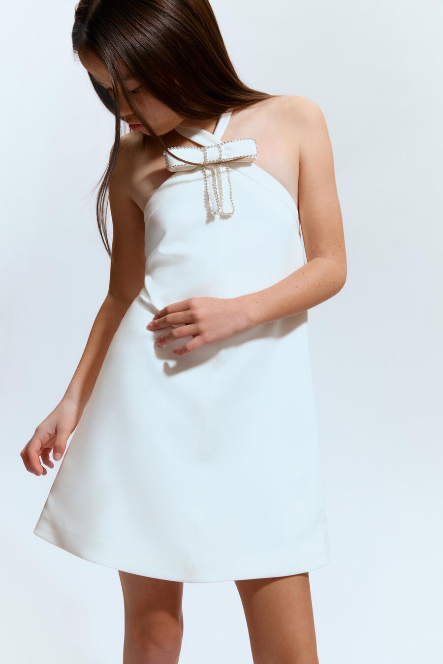 TIFFANY DIAMANTE MINI DRESS in colour Orchid White