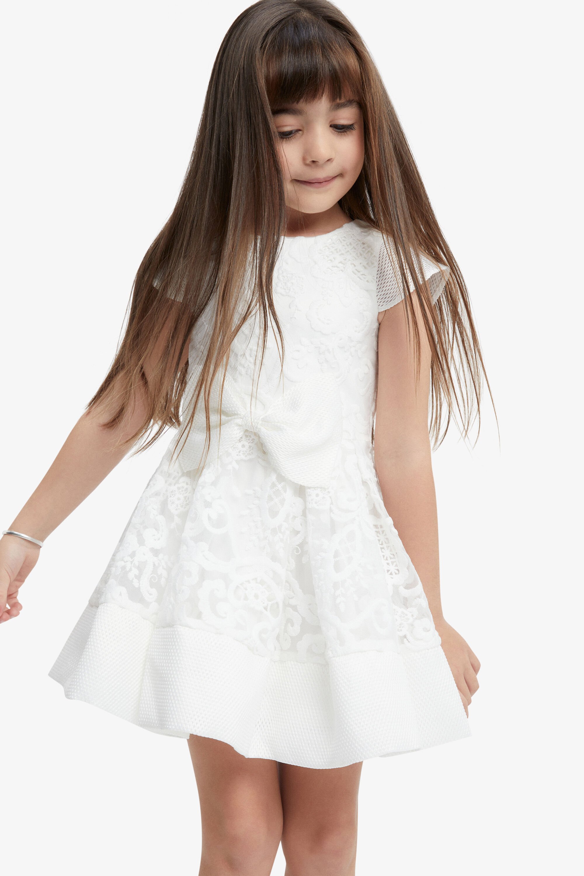 Girls Ava Starlet Dress In Ivory Bardot Junior