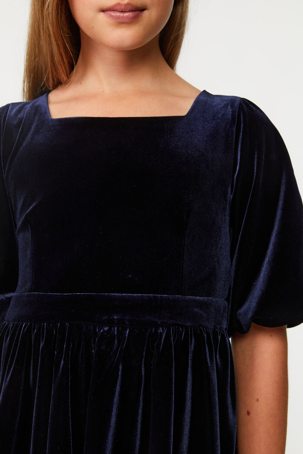 Girls WYNTER VELOUR MINI DRESS in colour BLACK IRIS