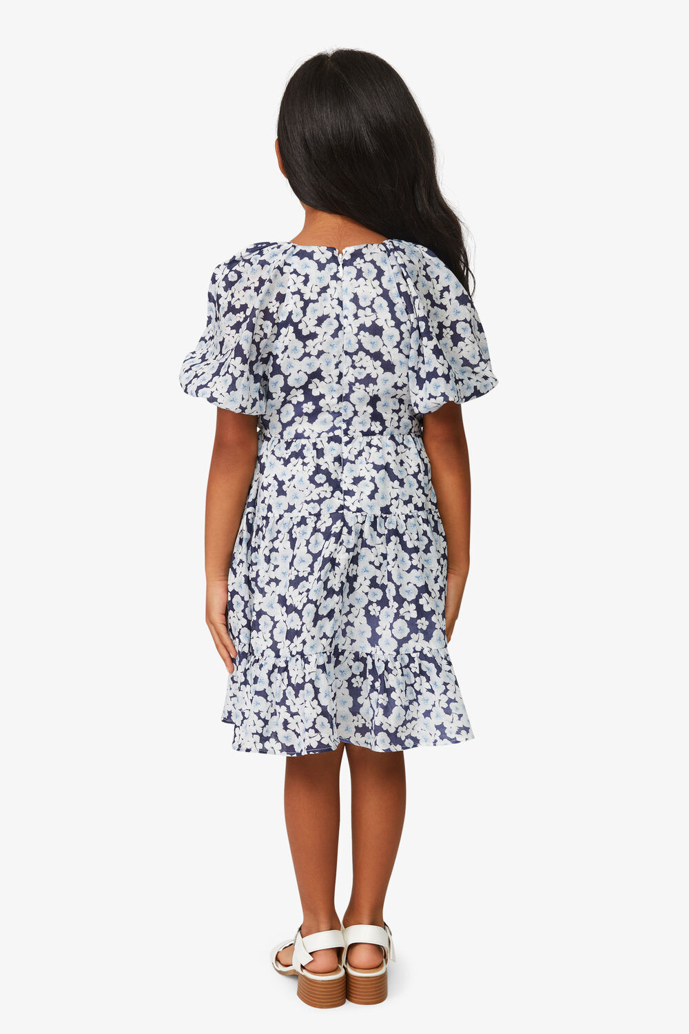 GIRLS LILO FLORAL WRAP DRESS in colour ESTATE BLUE