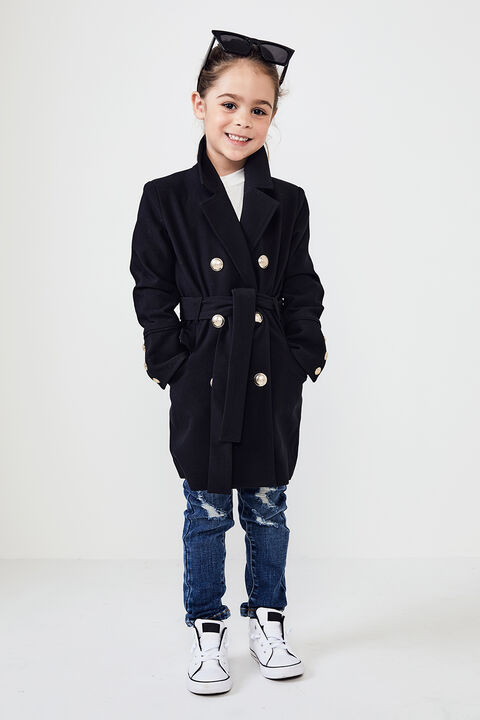 JUNIOR GIRL CIARA MIDI COAT in colour CAVIAR