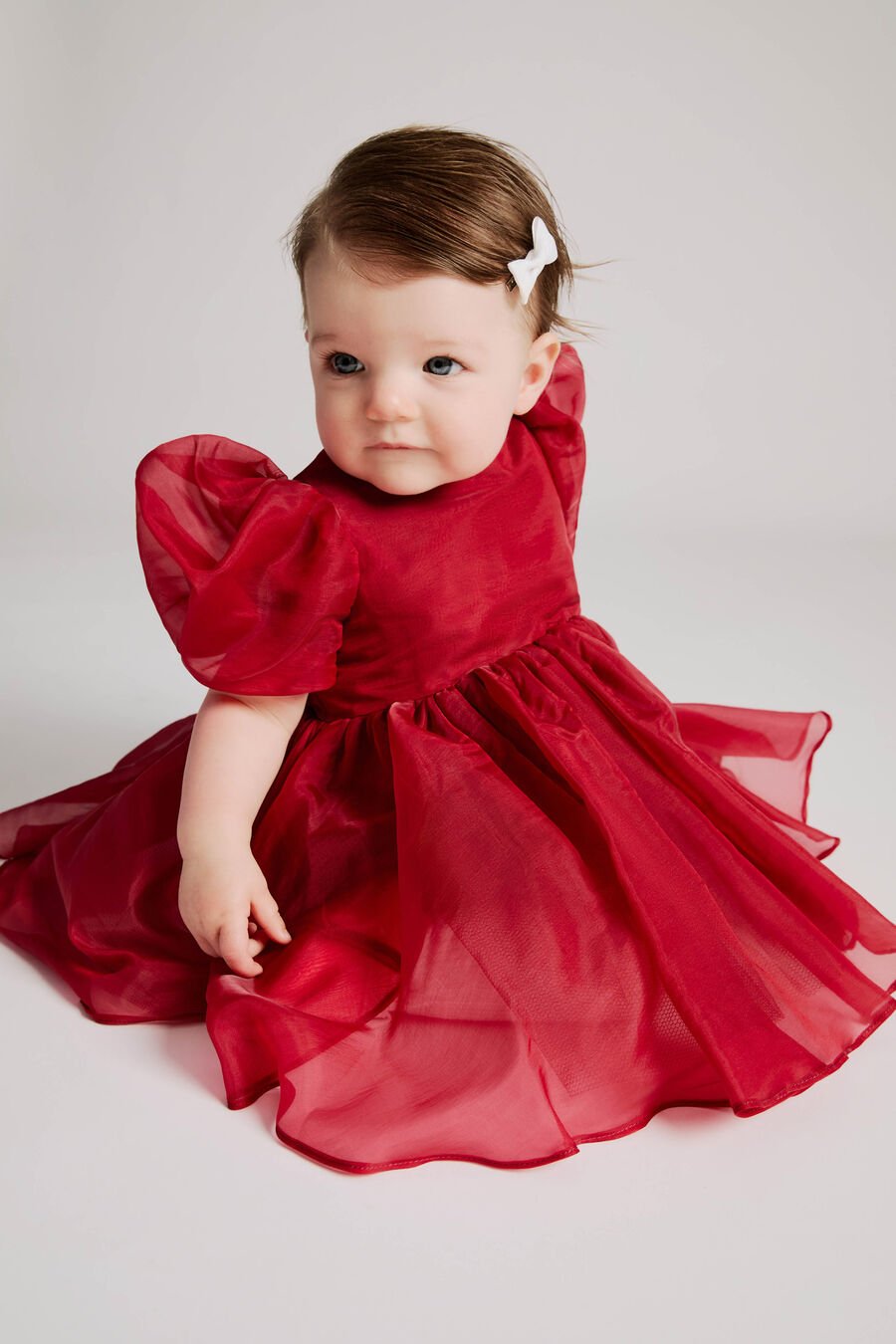 JULIET ORGANZA MINI DRESS in colour Burgundy