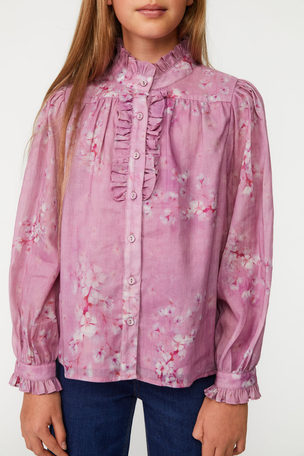 Girls MATILDA FLORAL BLOUSE in colour PEACH WHIP