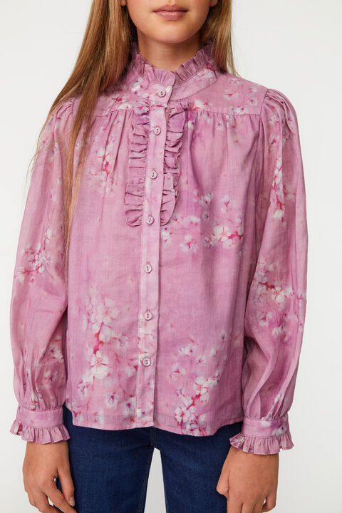 Girls MATILDA FLORAL BLOUSE in colour PEACH WHIP