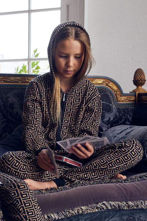 GIRLS BARDOT LOGO KNIT HOODIE in colour MOONLIGHT