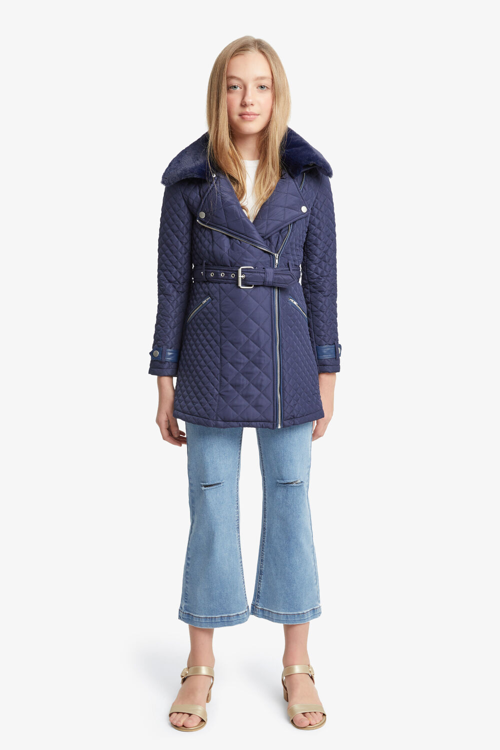 GRACE QUILTED COAT in colour BLACK IRIS