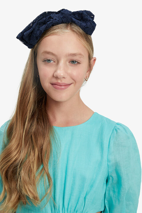 MILA LACE TIE HEAD BAND in colour BLACK IRIS