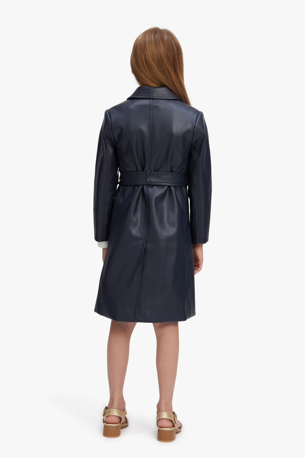 GIRLS HALLIE VEGAN TRENCH COAT in colour BLACK IRIS