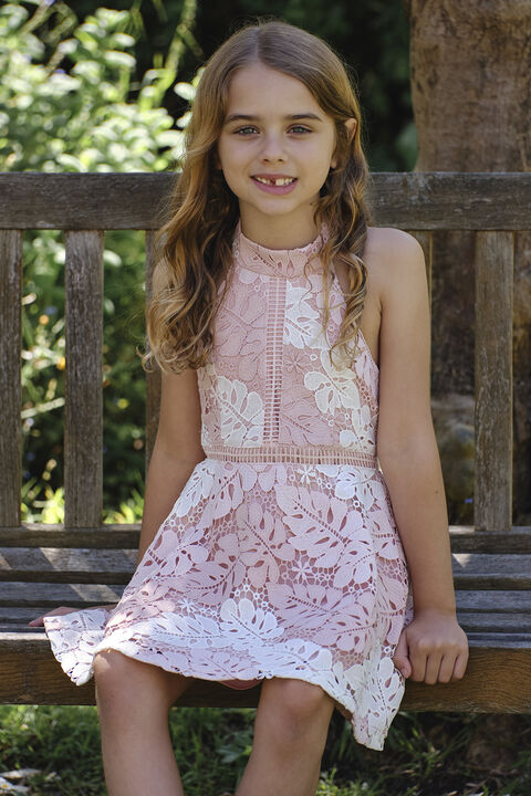 GEMMA TWO TONE LACE DRESS in colour CLOUD DANCER
