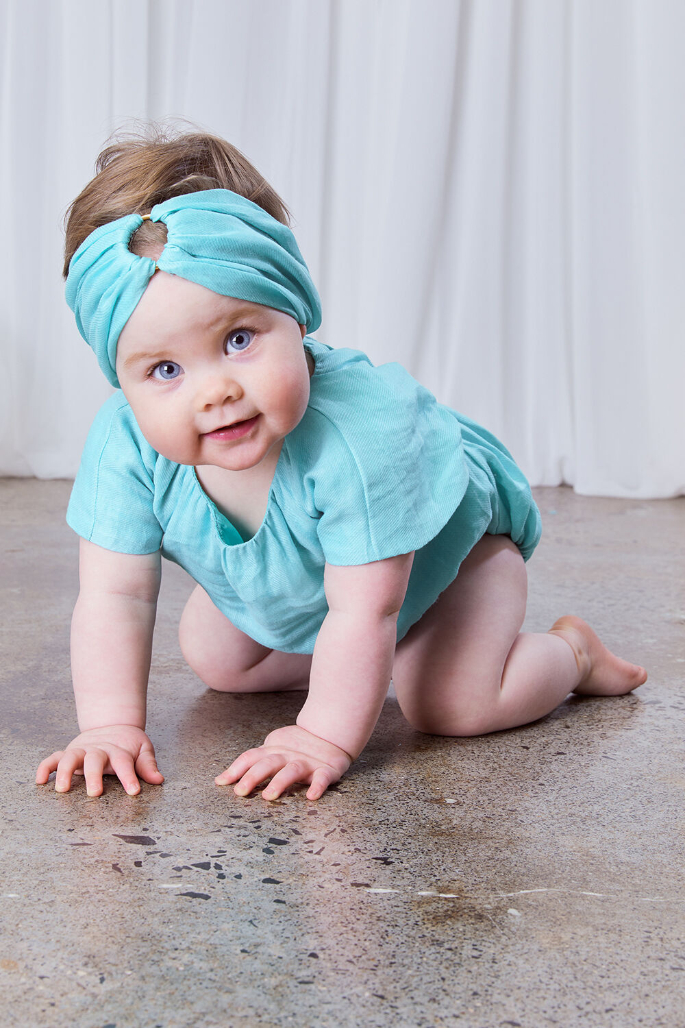 Baby Girl Alessa Smock Grow In Aqua Bardot Junior