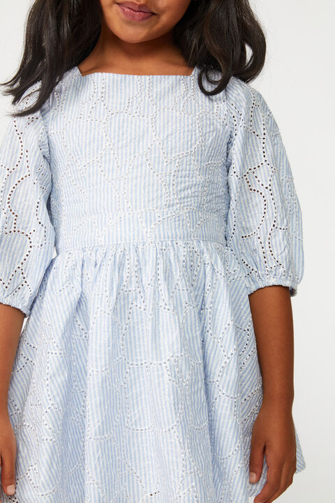 GIRLS MINI STRIPE DRESS in colour GRAY DAWN