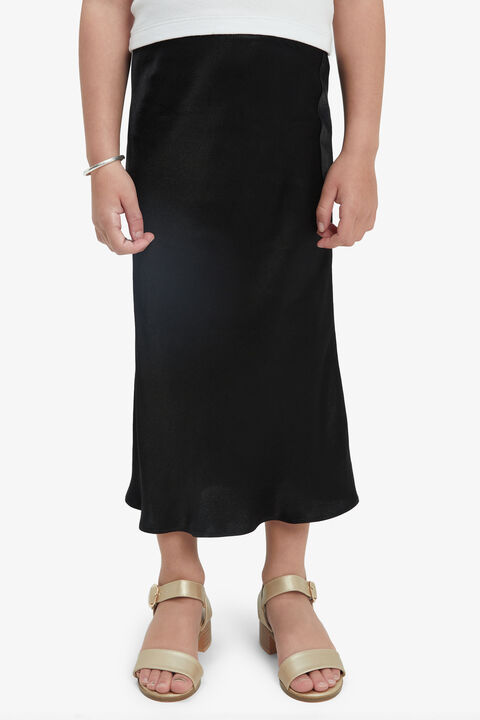 ROSETTE SLIP SKIRT in colour CAVIAR