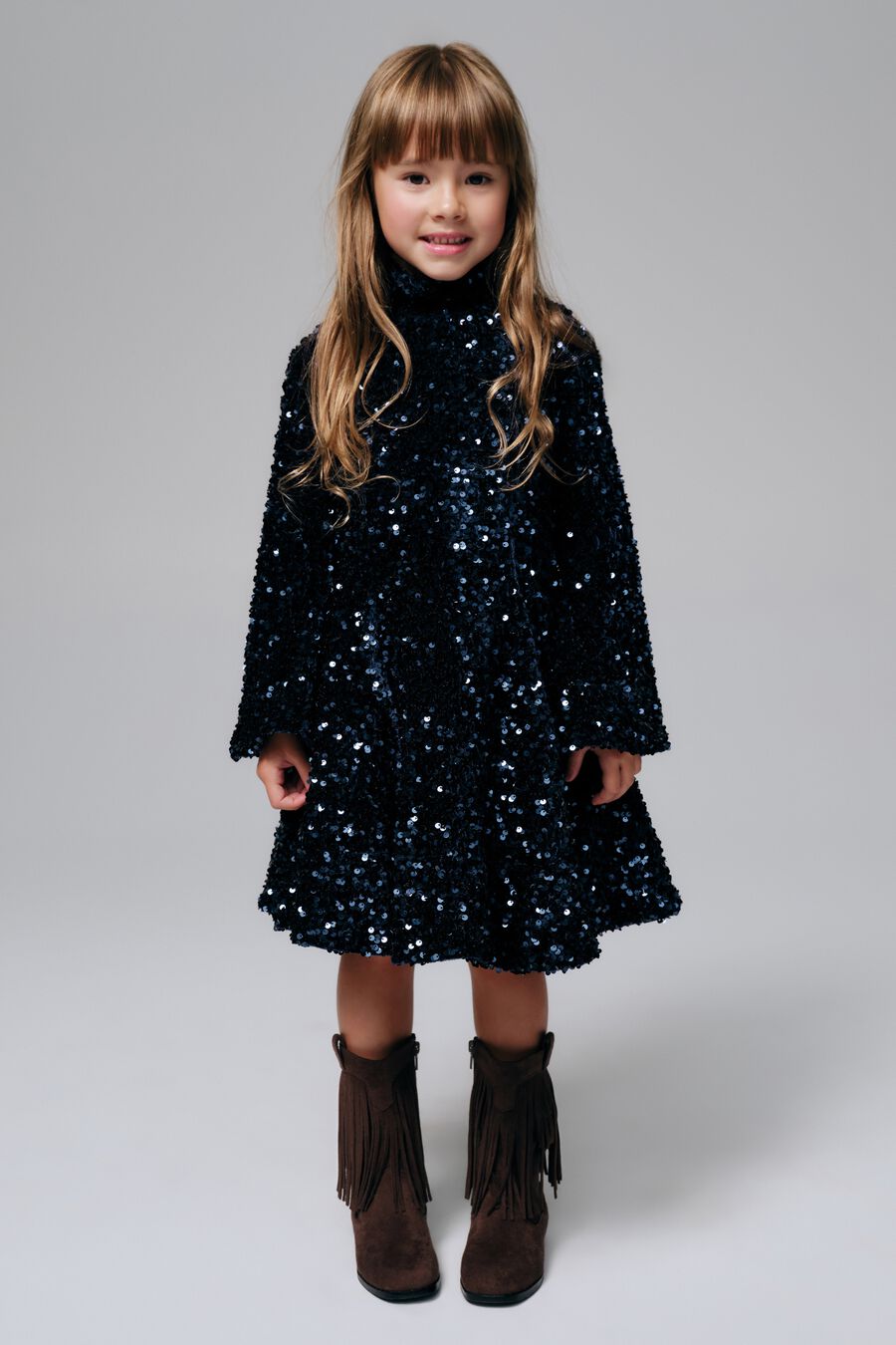 ANNIE SEQUIN MINI DRESS in colour Navy